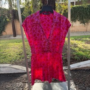 Zara Vibrant Pink Floral Blouse